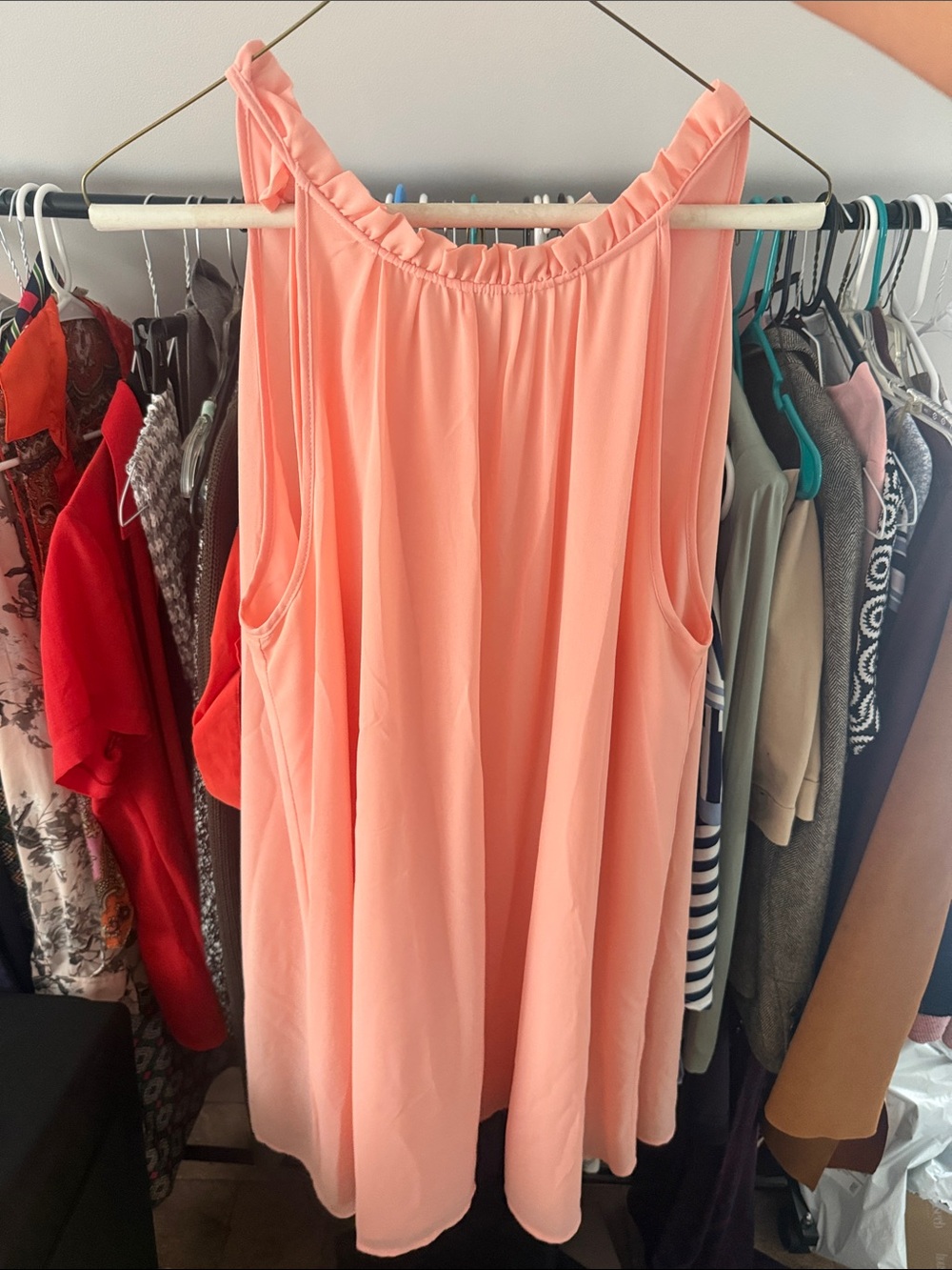Women's Ruffle-Trim Peach pink dress